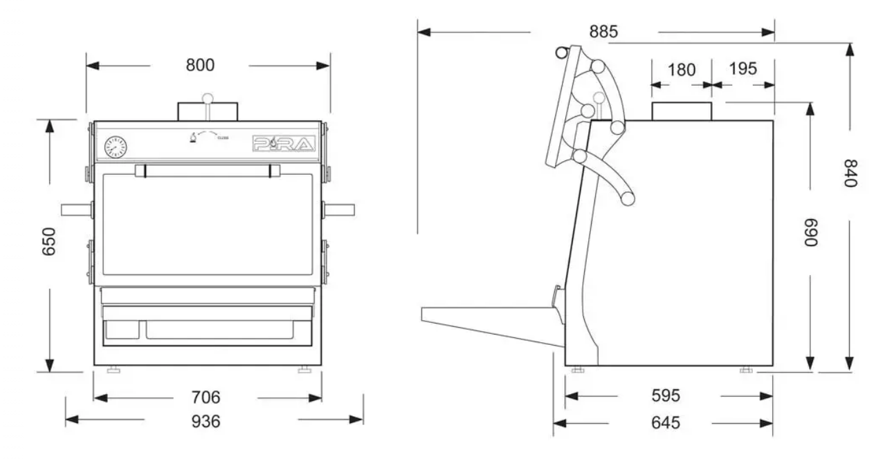 Dimensioni Forno a Carbone