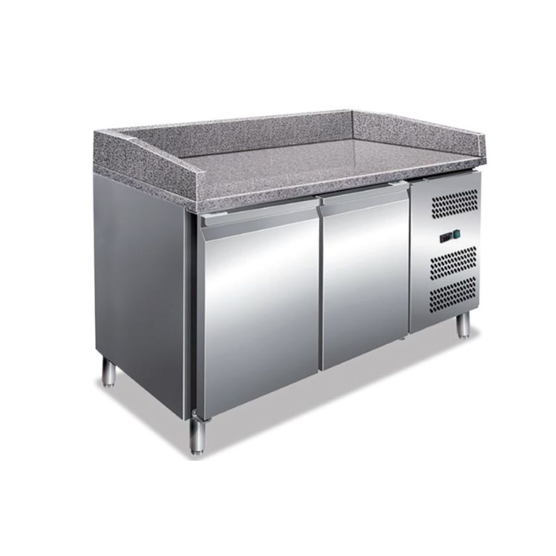 BANCO PIZZA CON PIANO IN GRANITO E SPORTELLI REFRIGERATI