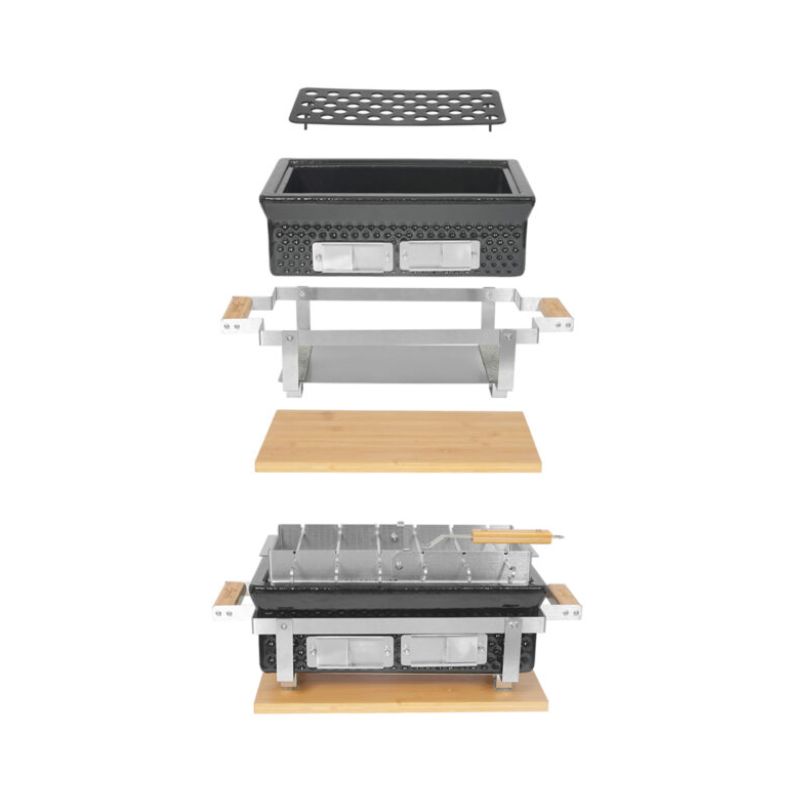 Barbecue Hibachi Da Tavola A Carbone Rettangolare - immagine 2